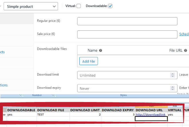 import downloadable simple variable woocommerce products excel