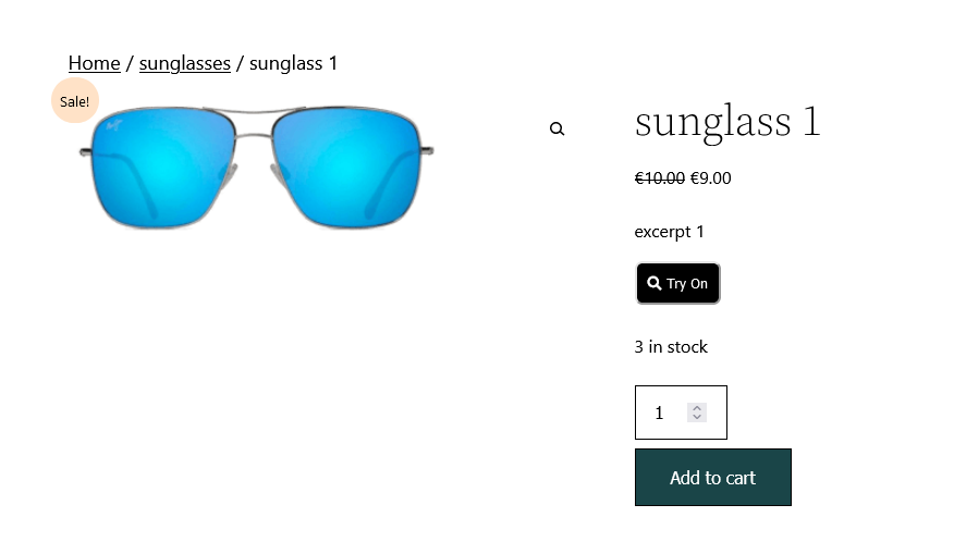 VIRTUAL TRY ON with Face Detection for WooCommerce ON pRODUCT pAGE
